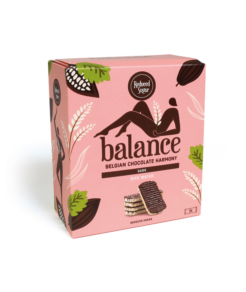 Balance - Rijstwafel met pure chocolade verlaagd in suiker Rice wafer with dark chocolate reduced in sugar