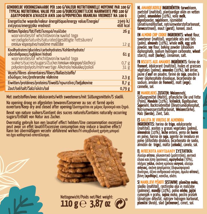 Balance - Amandelkoeken/Amandelkoekjes verlaagd in suiker Almond biscuits reduced in sugar